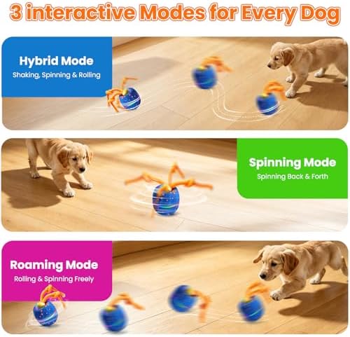 Interactive Dog Toy Ball, Automatic Bouncing Rotating, Realistic Dog Barking Sounds, E‑TPU, IP54, Rechargeable, for Small/Medium/Large Dogs, Indoor/Outdoor（Light Blue） - Image 4