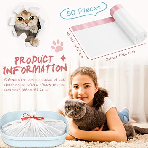 Colarr 50 Count Large Cat Litter Box Liners with Drawstring Thick Plastic - Image 2