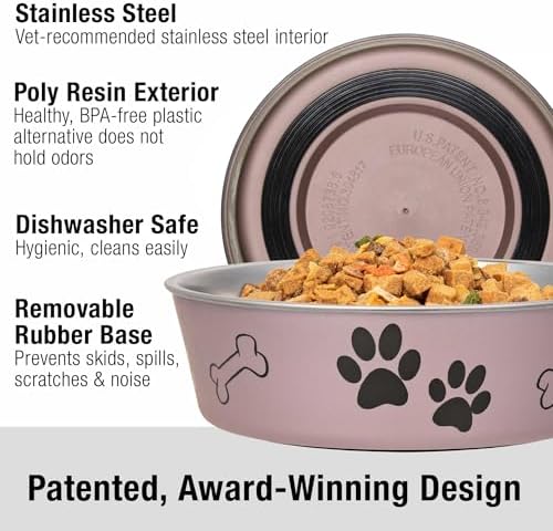 Loving Pets Bella Dog Bowls- Stainless Steel Dog & Cat Bowls - Spill Proof Dog Food Bowl, Cat Bowl, Puppy Essentials & Pet Supplies Great for Home & Travel (Large 35-65 lbs, Grape) - Image 2