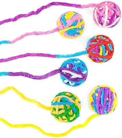CHIWAVA 6PCS 20" Woolen Yarn Cat Toys Ball with Bell 2" Large Indoor Balls - Image 5
