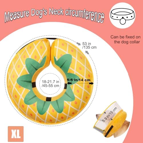 Inflatable Dog Cone Collar for Large Medium Small Dogs, Soft Dog Donut Collar Adjustable Recovery Cone for Pets After Surgery, Extra Enhanced Anti-Licking Guard Shield (Pineapple, X-Large) - Image 5