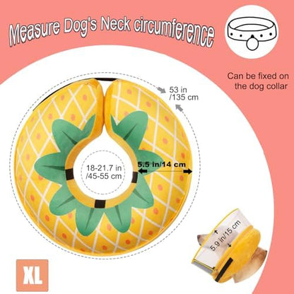 Inflatable Dog Cone Collar for Large Medium Small Dogs, Soft Dog Donut Collar Adjustable Recovery Cone for Pets After Surgery, Extra Enhanced Anti-Licking Guard Shield (Pineapple, X-Large) - Image 5