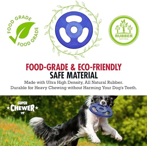 SuperChewer Tough Tug-of-War Flying Disc Toy | Lifetime Replacement | Strong Natural Rubber | Great Tug Disc Fetch Toy for Dogs | Ultra Durable Chew Toys for Aggressive Chewers | For All Breeds - Image 3