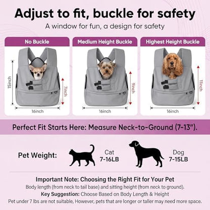 Dog Carrier Sling for Small Dogs 7–15 lbs, Hands-Free Front-Facing Pet Sling with Safety Leash, Support Mat & Adjustable Strap, Breathable Mesh, Machine Washable for Walking, Hiking, Travel (Grey) - Image 2