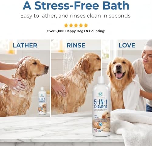16 floz 5 in 1 Dog Shampoo for Itchy Skin - Sensitive Skin Dog Shampoo for Smelly Dogs - Dog Shampoos & Conditioners - Made in The USA - Image 5