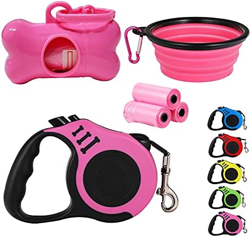 Retractable Dog Leash, Heavy Duty 10FT Leashes, Pink by Tailpa