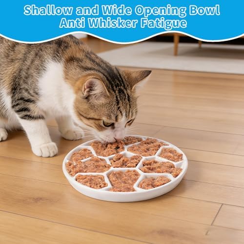 Ceramic Cat Slow Feeder,Shallow and Wide Opening Dish for Whisker Friendly - Image 5