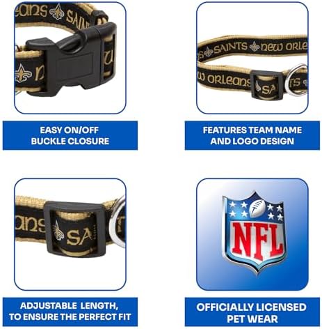 Pets First NFL New Orleans Saints Licensed PET COLLAR, Medium - Heavy-Duty, Strong, and Durable Dog Collar. Available in 31 Football Teams and 4 Sizes - Image 5