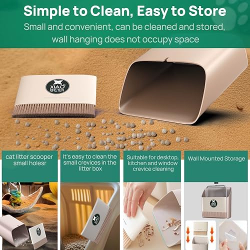 Hamster Metal Litter Scoop for Sandbath Box,Stainless Steel Litter Scooper includes Portable Small Broom and Dustpan, Fine Cat Litter Scoop Easy to Clean Small Pets or Reptile Terrarium Sand Waste - Image 4
