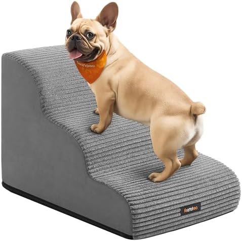 Feandrea 3-Step Dog Stairs, Waterproof, Anti-Slip, Gentle Slope by FeandreabySONGMICSHOME