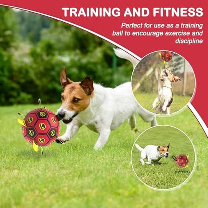 Interactive Dog Toy Balls with 4 Layers, World Cup Dog Soccer Ball with Straps, Durable Dog Balls with Skull Pattern, Waterproof Advanced Football Pets, Indoor & Outdoor Use(6 Inch) - Image 4