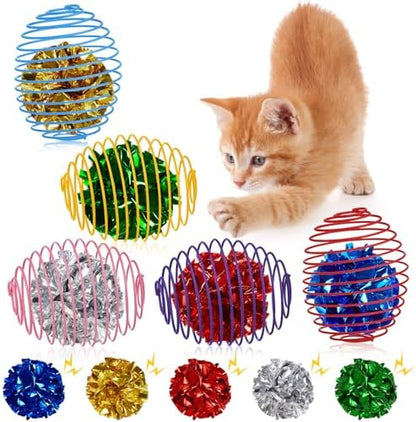 Jecery 5 Pcs Cat Toys Spring,Crinkle Ball,Multicolor by Jecery