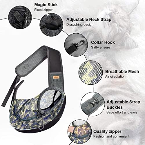 Cuby Pet Dog Sling Carrier for Small Dogs Cats Breathable Mesh Travel Safe Sling Bag Carrier for Dogs Cats Puppy (M Camouflage) - Image 4