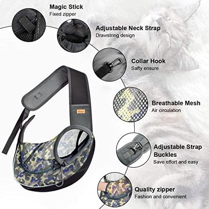 Cuby Pet Dog Sling Carrier for Small Dogs Cats Breathable Mesh Travel Safe Sling Bag Carrier for Dogs Cats Puppy (M Camouflage) - Image 4