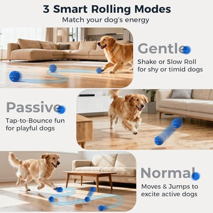 2-Pack Interactive Dog Toys, Smart Automatic Bouncing Vibrating Washable Dog Ball, Durable Pet-Safe E-TPU Material, Type-C Charging, Anti Boredom Dog Toys to Keep Them Busy for Medium & Large Dogs - Image 2