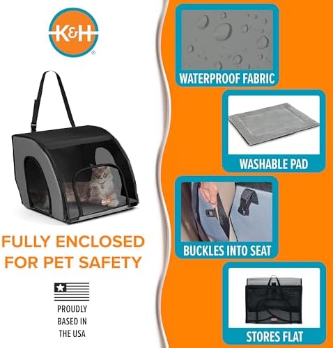K&H Dog Car Seat, Travel Safety Carrier for Pets, Small, Gray/Black - Image 3