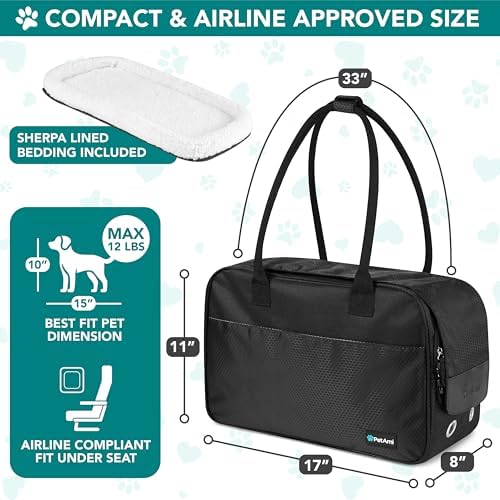 PetAmi Small Dog Purse Carrier with Pockets, Airline Approved, Black - Image 2