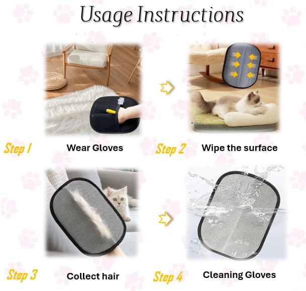 2Pcs Pet Hair Removal Glove for Dogs & Cats with Funny Pin, Reusable and Magic Brush Pet Hair Remover Gloves, Electrostatic Pet Hair Remover for Laundry, Couch, Carpet, Car Seat