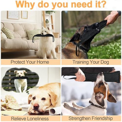 Dog Tug Toy Dog Bite Pillow Pull Toy with 2 Strong Handles Perfect for Tug of War, Puppy Interactive Play, Tear Resistant Bite Training Toys for Small Medium Large Dogs (Dark Black-Line) - Image 6