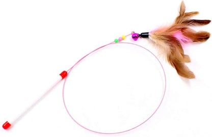MoonyLI Cat Toy Feather Wand with Bell Funny Interactive Play Cat Toy