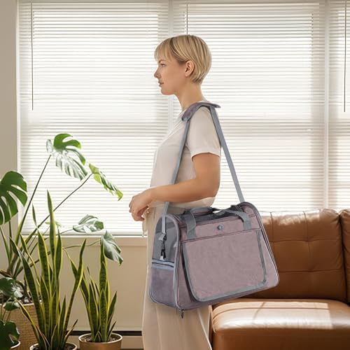 Airline Approved Soft-Sided Pet Carrier for Cats & Small Dogs - Ventilated Travel Bag with Removable Mat, Under 15 lbs, Red - Image 6
