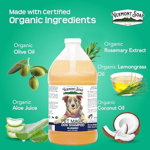 VERMONT SOAP Organic Pet Shampoo, Blueberry Natural Dog Shampoo, 64 oz - Image 4