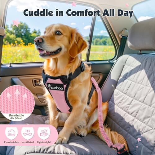 Pawaboo Dog Seat Belt Harness for Car, Seatbelt Harness with 2 in 1 Buckle - Image 6