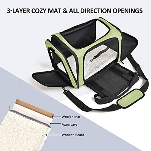 Henkelion Large Cat Carriers Dog Carrier Pet Carrier for Large Cats Dogs Puppies up to 25Lbs, Big Dog Carrier Soft Sided, Collapsible Travel Puppy Carrier - Large - Green - Image 2
