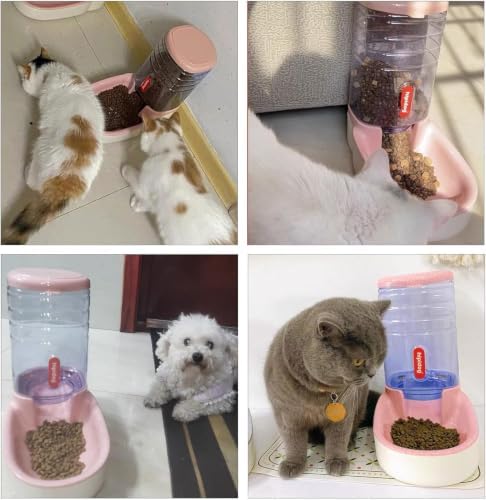 kathson Gravity Dog Food Dispenser Automatic Cat Feeding Food Station 1 Gallon Large Capacity Puppy Food Bowl for Small and Medium Dogs Cats Pink - Image 6