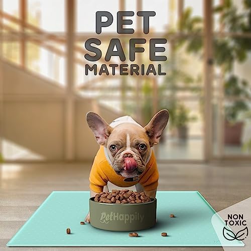 Dog Food Mat - 28x18 Raised Edges Dogs Mat for Food and Water Prevent Spill, Waterproof Cat Food Mats Protect Floors, Easy Clean Dog Bowl Mats for Food and Water, Silicone Pet Feeding Placemats - Image 3