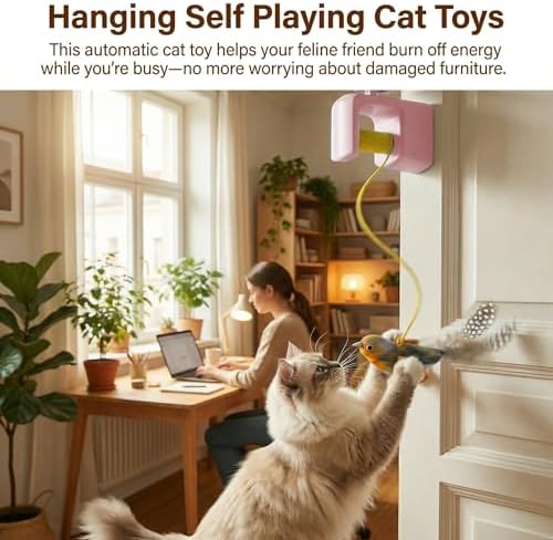 Interactive Cat Toys for Indoor Cats, Automatic Hanging Door Toys Pink - Image 4