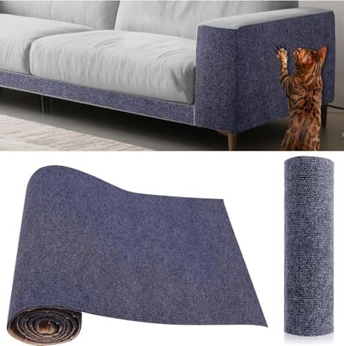 Cat Scratch Furniture Protector Couch Protector from cat Claws Self-Adhesive Carpet remnants Scratching Mat Trimmable DIY Climbing Covering Posts (Grey, 15.8" x 39.3") by Unknown
