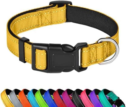 Reflective Dog Collar, Adjustable Soft Neoprene Padded,Yellow,XS by PWOD
