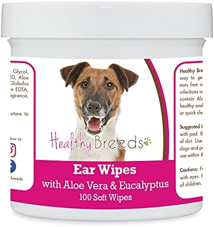 Healthy Breeds Smooth Fox Terrier Ear Cleaning Wipes with Aloe & Eucalyptus for Dogs 100 Count by HealthyBreeds