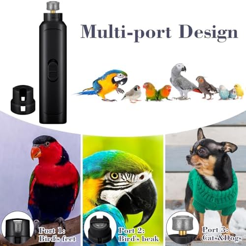 Lasnten 2 Pcs Bird Nail Grinder with Clipper Bird Nail Trimmer File Pet Grooming Tool for Parrot Budgerigars Parakeets Myna Conure Finches Lovebirds(Black) - Image 6