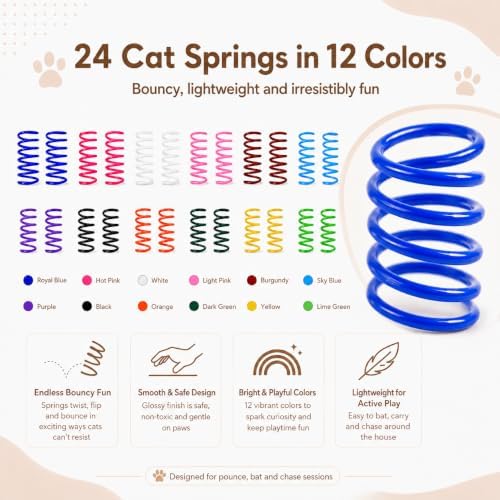 Cat Toys for Indoor Cats, 10 Crinkle Balls & 24 Colorful Springs - Image 5