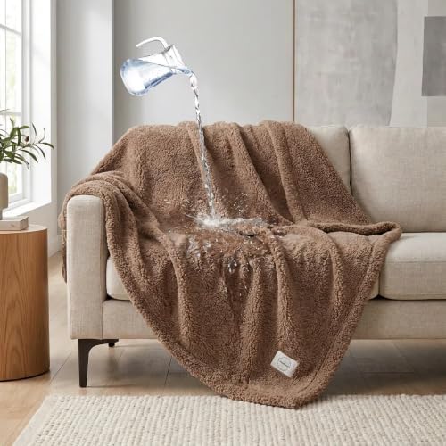 Dark Blankets for Dogs Brown Pets Throw Blanket for Couch Reversible Pet Bed Cover Puppy Fluffy Jacquard Blankets Leakproof Sofa Couch Cover Cat Pet Mats for Warm Washable-Camel,M - Image 6
