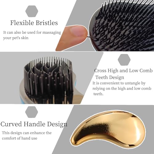 Comma-Shaped Small Dog Brush, Puppy Essentials (Rose Gold) - Image 3