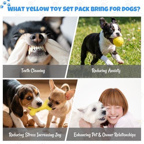 4 Pack Dog Chew Toys Cute Yellow Pet Interactive Toys Doggy Teeth Soft Outdoor for Dog Owner Christmas Holiday New Year Party Gift - Image 6