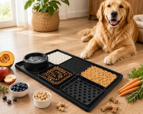 Silicone Enrichment Mat, Dog Bath Grooming Slow Feeder Bowl, Snuffle Lick Mat (Black) by Unknown