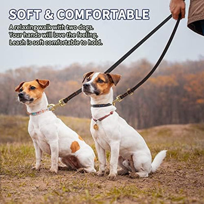 LWBMG Multi Function Leather Dog Leash - 8ft Genuine Leather Hands Free Double Ended Dog Training Leash for Small Medium Dogs - Brown - Image 6