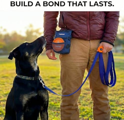 Dog Training Kit & Puppy Starter Set with 30ft Long Leash – Complete Recall System w/Magnetic Treat Pouch, Clicker, Collapsible Bowl & Waste Bags – Professional Tools (Navy Blue) - Image 5