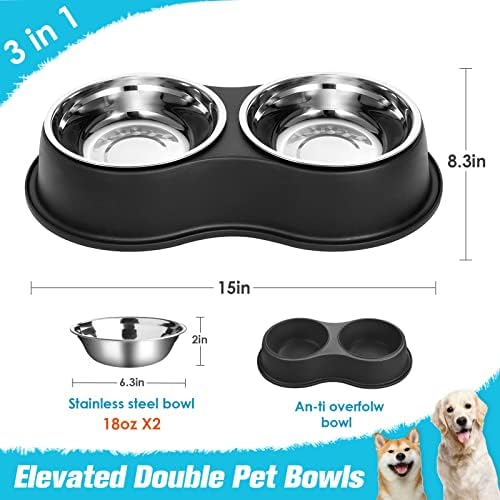 Epetslove Stainless Steel Dog Bowls Double Non-Slip Dog Water and Food Bowl - Image 2