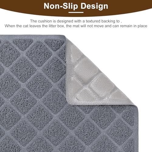 Cat Litter Box Mat,24 x 35 In,Trapping Mat Premium Durable PVC Pad,Grey - Image 3