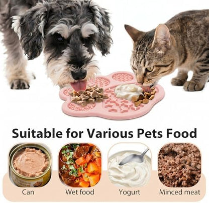 Lick Mat for Dogs & Cats, Slow Feeder Pad with Suction Cups Pink - Image 3
