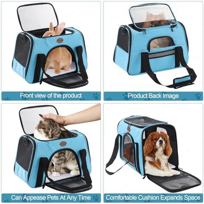 Cat Carrier Dog Carrier Pet Carriers for Medium Small Cats Dogs Puppies up to 25 Lbs,TSA Airline Approved Small Dog Cat Carriers Soft Sided,Collapsible Travel Puppy Carrier (Blue, Large) - Image 5