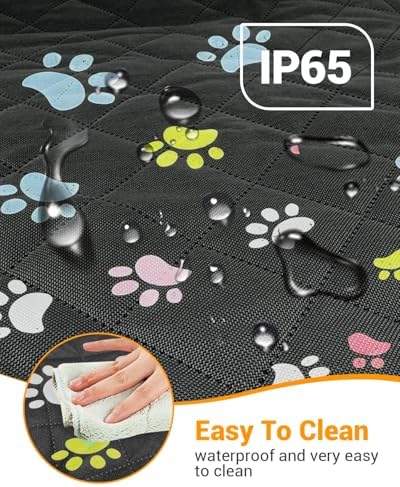 Dog Car Seat Cover, 600D Heavy Dute Car Seat Cover for Dogs Pets, 100% Waterproof Anti-Scratch Nonslip Dog Hammock for Cars, Seat Covers Protector with SeatBelt for Sedan SUV Truck Standard Paw - Image 5
