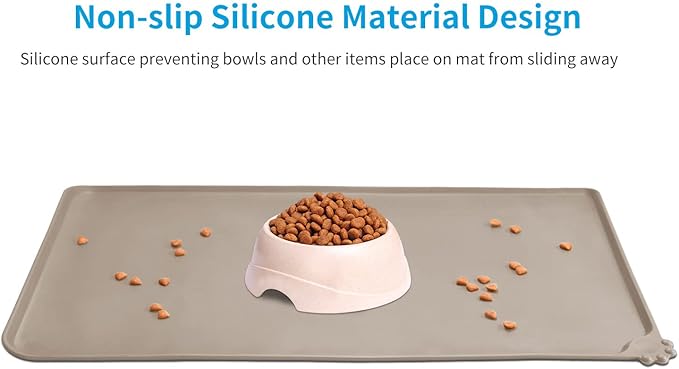 AUDWUD Silicone Waterproof Pet Feeding Mats,Anti Slip Bowl Pad, Dog Mat for Food and Water