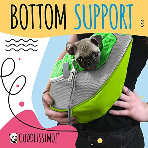 Cuddlissimo Small Dog Sling Carrier, Pet Cat Sling, Puppy Pouch - Green-L - Image 7