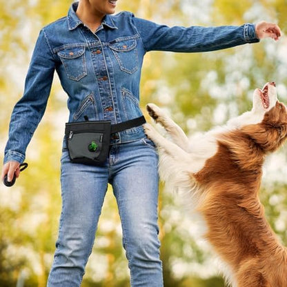 Gobeigo 2 Cup Dog Treat Pouch with Training Clicker(Black/Gray) - Image 5